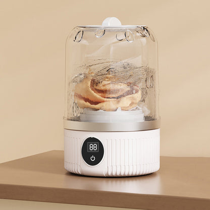 Portable Mini Washing Machine Rechargeable Small Clothes Washer for Travel Use-White