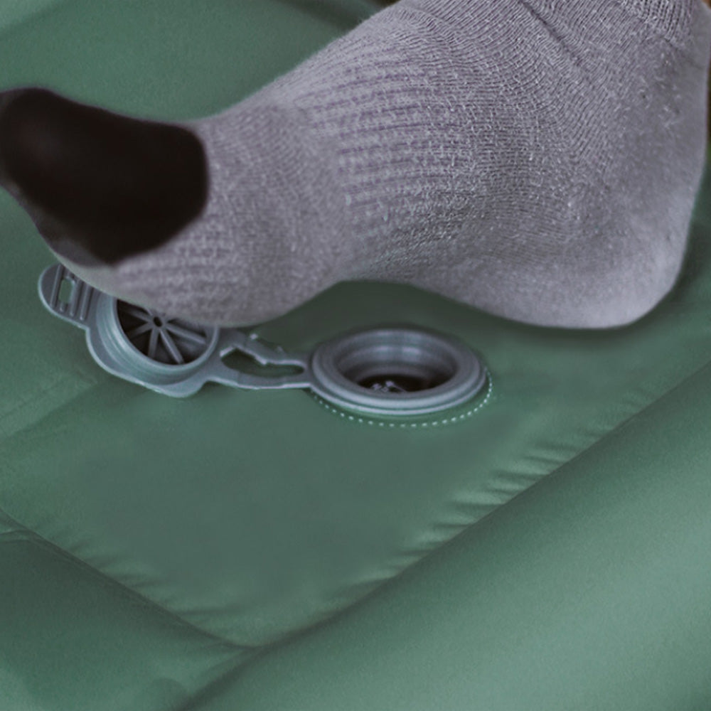 Inflatable Camping Sleeping Pad Lightweight Built-in Pump Air Mattress Camping Mat with Pillow Green