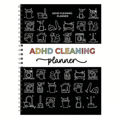 ADHD Cleaning Planner Undated Daily Weekly Monthly Checklist for Adults-Black