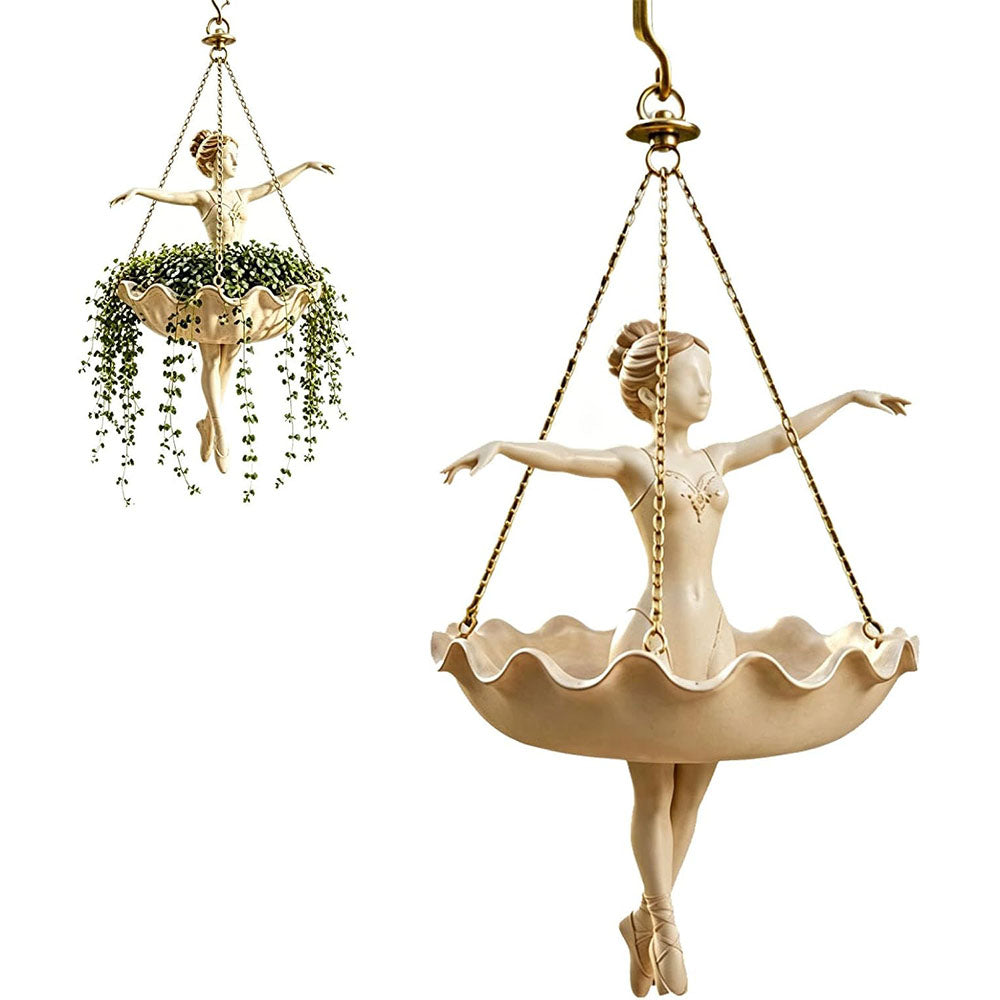 Ballerina Hanging Planter Resin Ballet Dancer Decor Pot