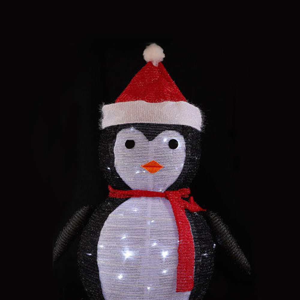 Telescopic Christmas Yard Signs with Stakes Lighted Xmas Signs Indoor Outdoor Decor Penguin Style