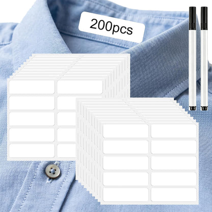 200 Piece Waterproof Self-Stick No Iron Clothing Labels