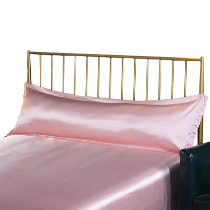 Bedsure Satin Cooling And Silky Long Double Pillow Cover With Envelope Closure-Pink