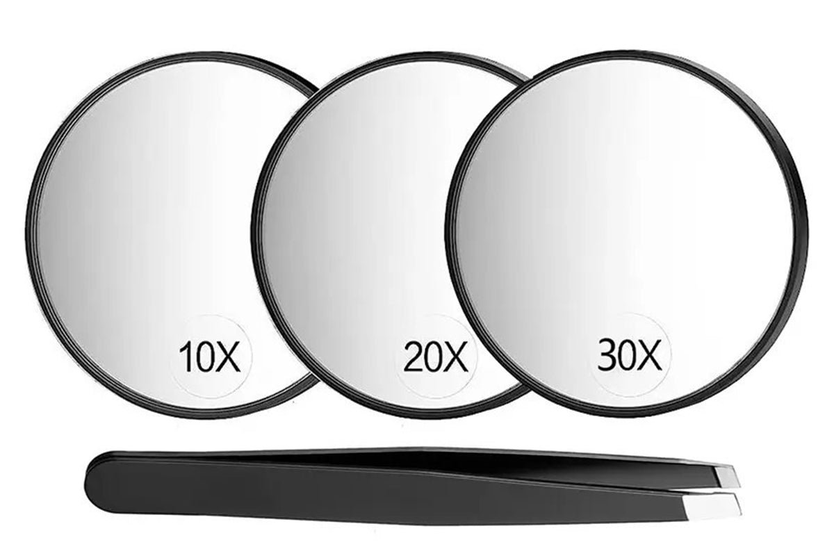 3Pcs Magnifying Mirror Set 10X 20X 30X Suction Cup Makeup Mirror for Travel