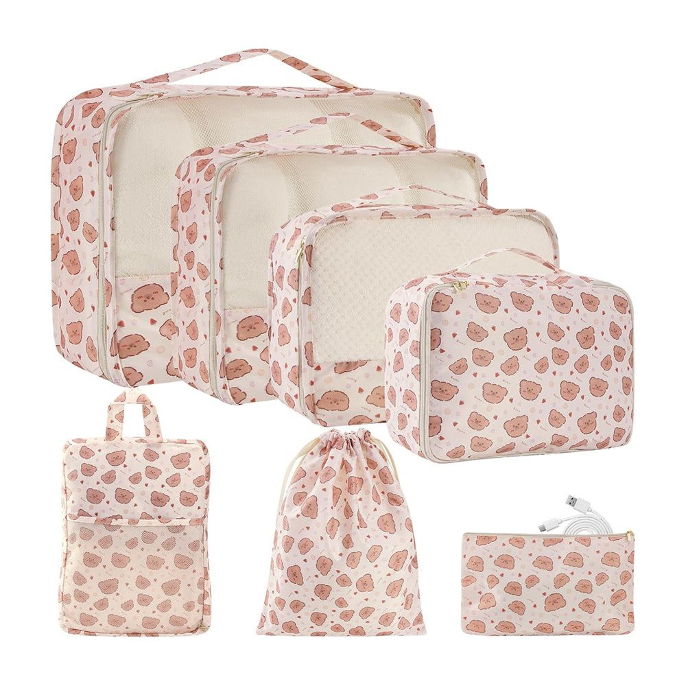 7-Piece Set Travel Packing Bags Luggage Storage Bag Arrangement Pouch Organizer Style 1