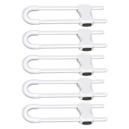5Pcs Cabinet Locks U-Shaped Drawers Locks for Knob Handle on Door Cupboard -White