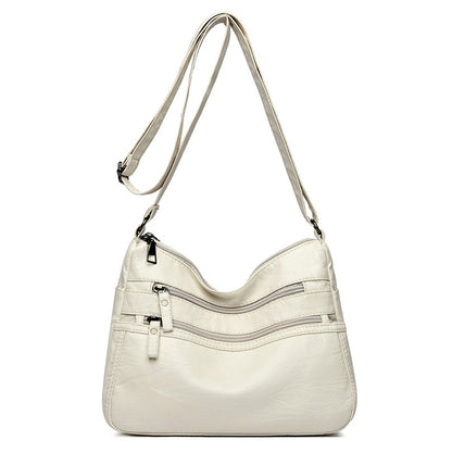Two-Layer PU Leather Crossbody Bag for Women-White