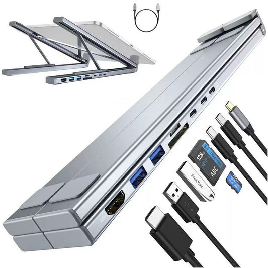 8-in 1 Laptop Stand with Docking Station USB 3.0 PD 100W 4K HDMI for MacBook
