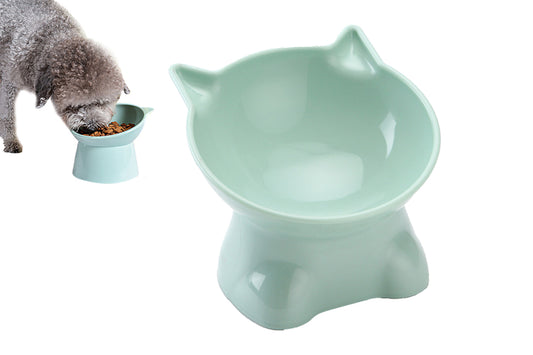 Elevated Cat Bowls Small Pet Food Feeder Dishes for Cats and Puppy-Green