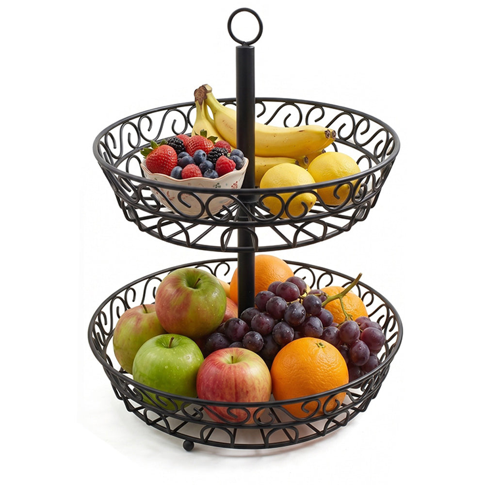 2-Tier Iron Fruit Basket Stand