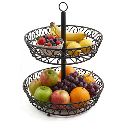 2-Tier Iron Fruit Basket Stand