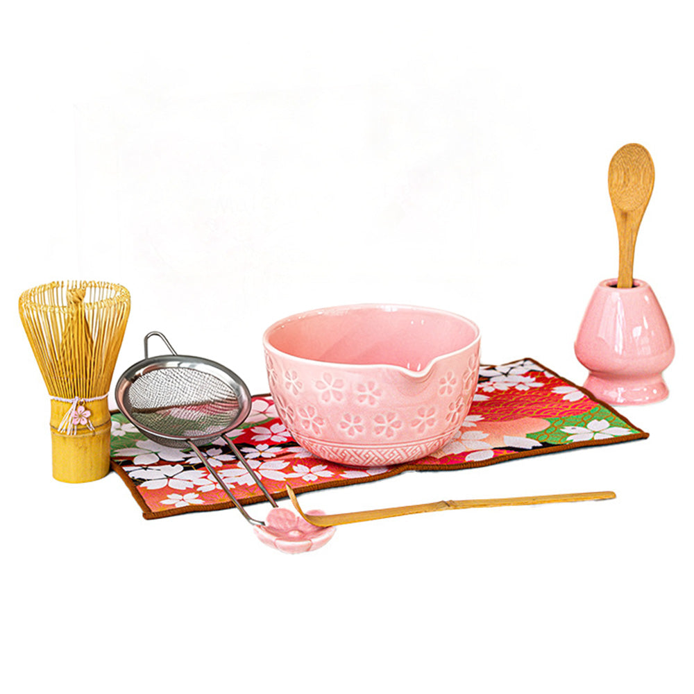 8PCS Matcha Whisk Set with Spring Cherry Blossoms Bowl and Spout