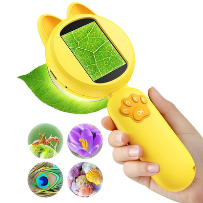 Kids Portable Microscope Mini Digital Microscope with LED Lights Yellow