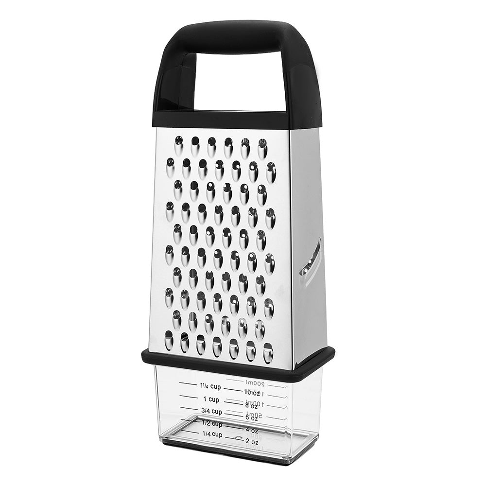 Box Grater with Container Stainless Steel Coarse Fine Slicer Non Slip Base