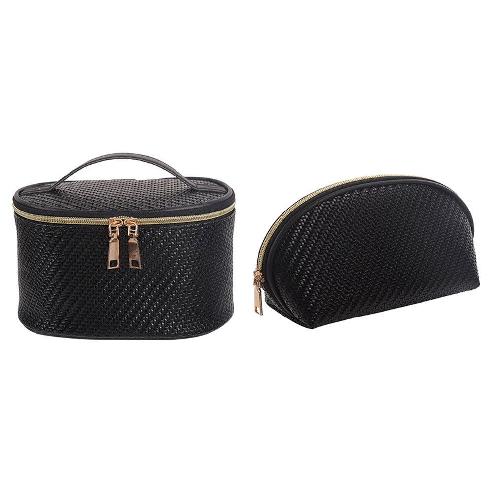 2Pcs PU Leather Cosmetic Bag