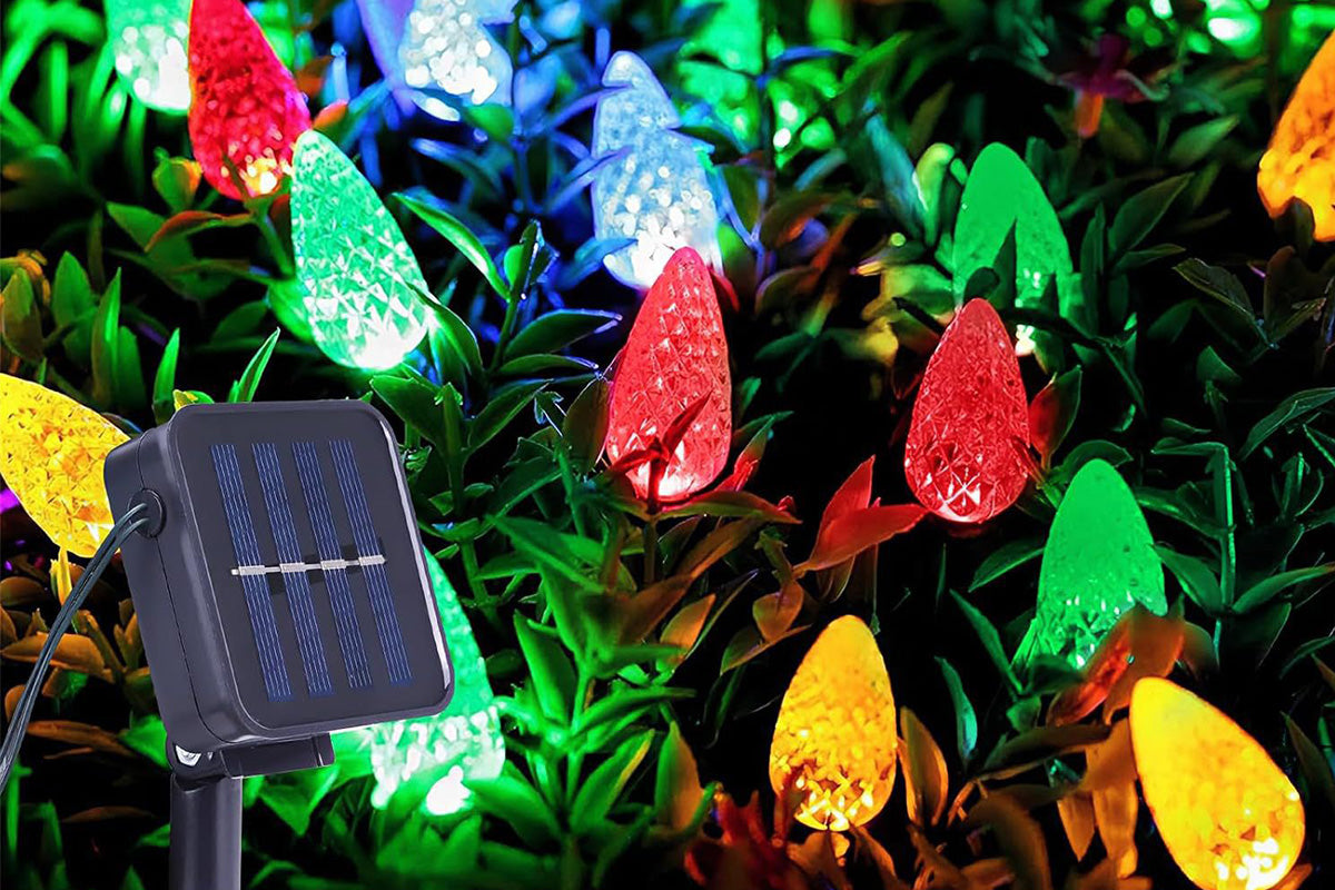 7M Solar Strawberry String Lights Waterproof Christmas Decor-Multicolor