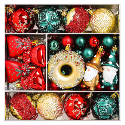 60 Piece Christmas Donut Santa Gnome Ball Hanging Ornament Set - Green