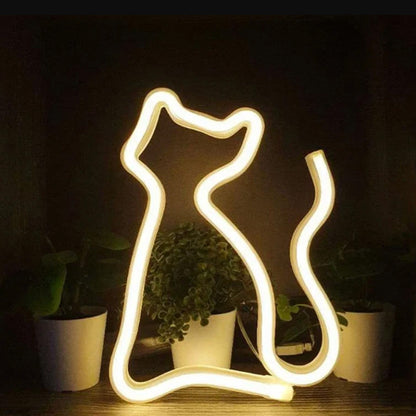 LED Cat Rainbow Neon Sign Night Light Lamp for Bedroom Wall and Bedside Decor Style 1