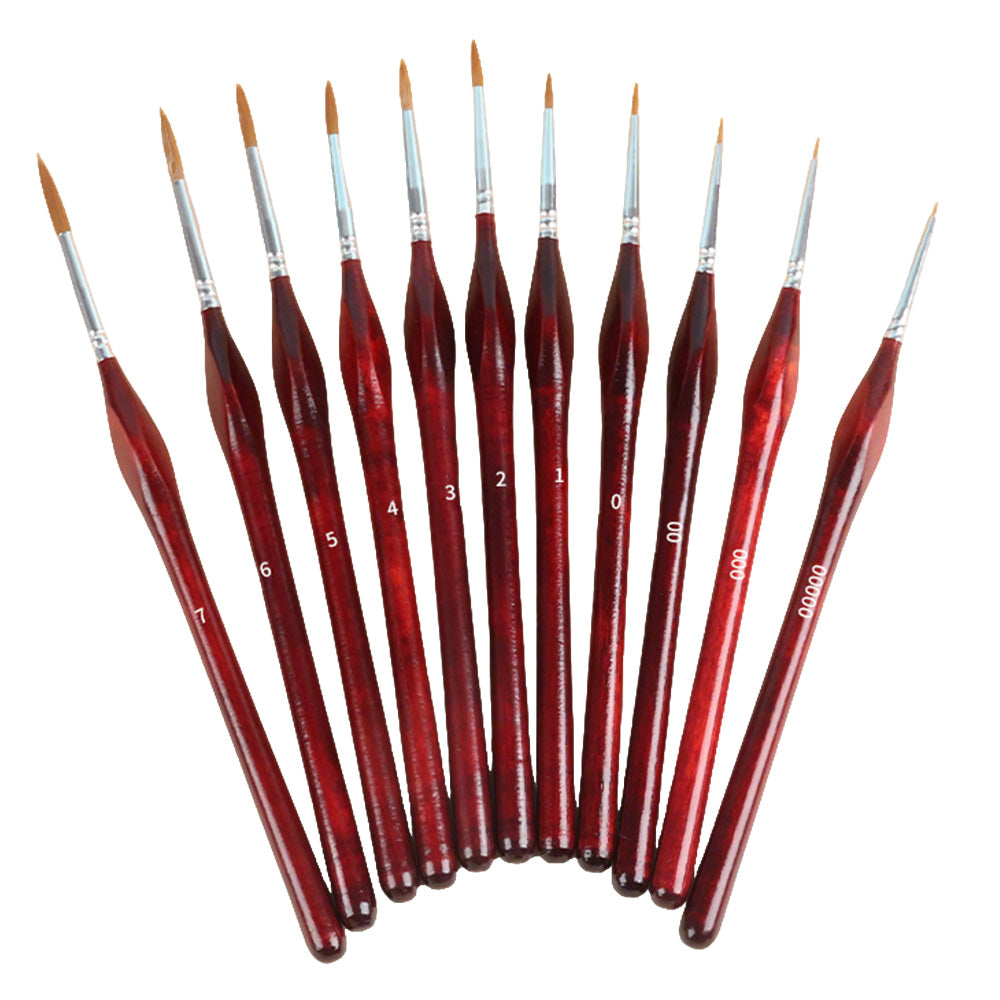 11 PCS Artist Paint Brush Set Detail Painting Brush-Red