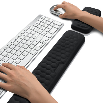 Ergonomic Wrist Rest Set for Keyboard and Mouse Computer Wrist Support Pads Arm Cushion for Typing Black