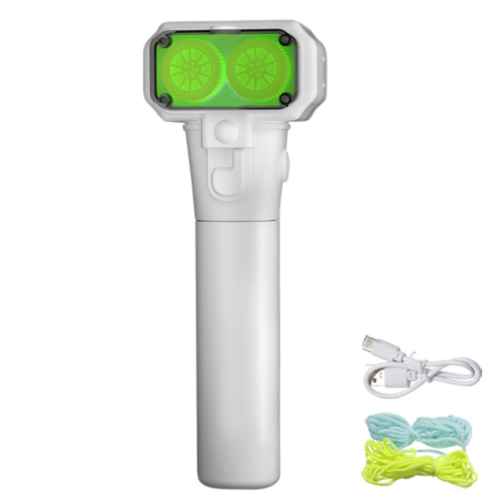 Handheld Double Wheel Rope Launcher Glow In the Dark Lasso Loop Fidget Toy-White