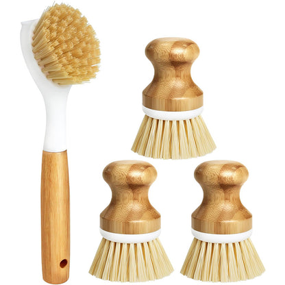 4 Piece Pot Cleaning Brush Set with Handles for Cookware
