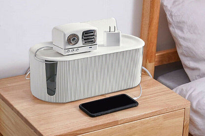 2Pcs Cable Storage Box Wire Management Case Power Plug Socket Organizer Box-White