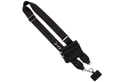 Phone Strap With Zippered Wallet Pouch Adjustable Phone Strap Crossbody Phone String-Black