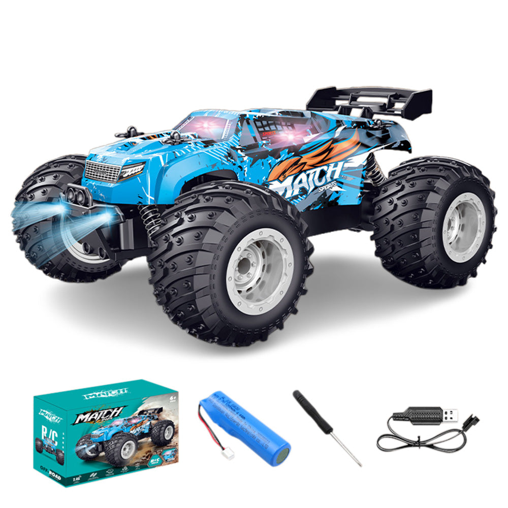 1:18 Scale Remote Control Car All-Terrain RC Truck with LED Lights Blue