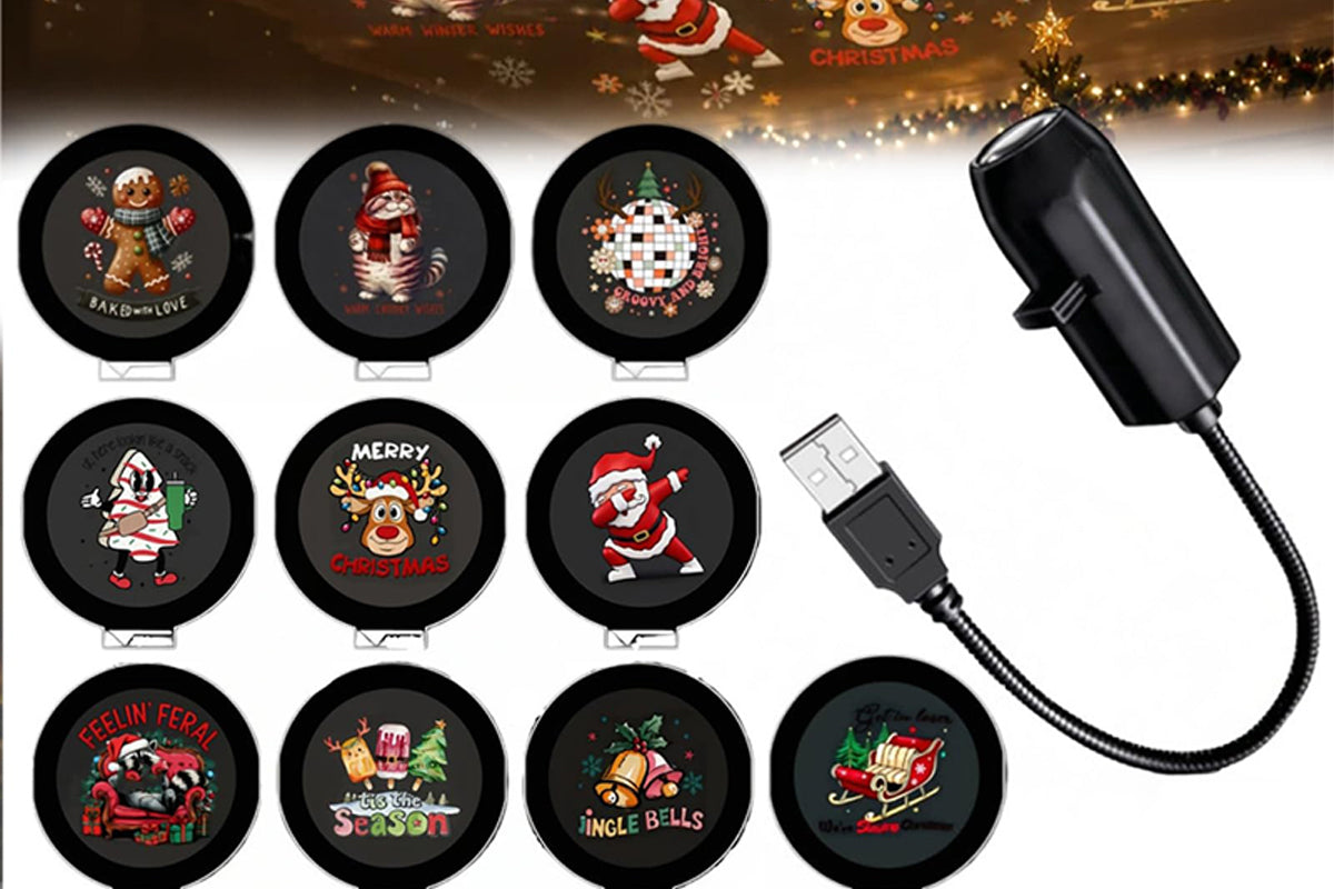USB Powered Christmas Projector Light - 10 Slides