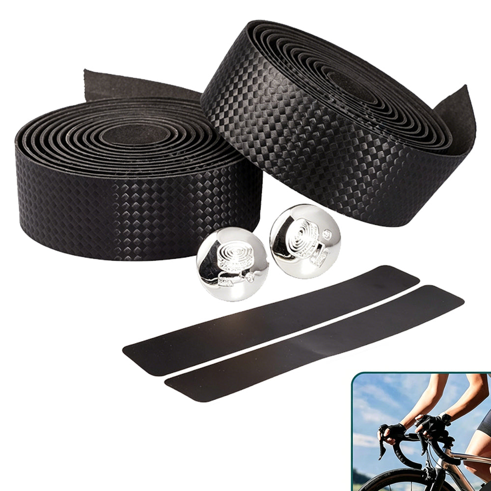 2Pcs Road Bike Handlebar Tape Carbon Fiber Pattern Non Slip Shockproof Bar Tape