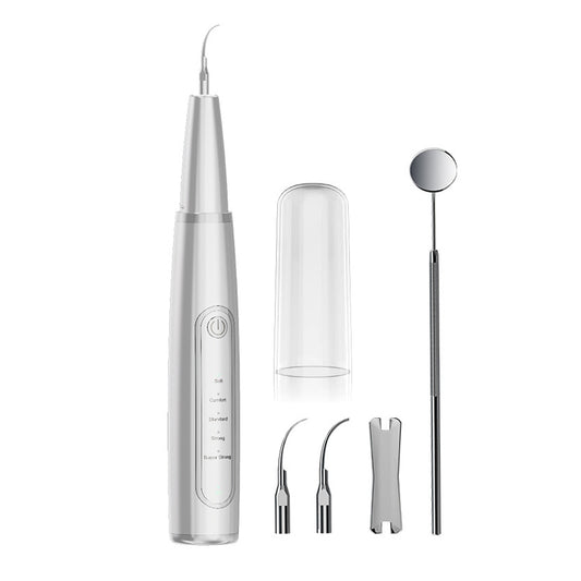 Ultrasonic Electric Tooth Cleaner Dental Calculus Remover Teeth Cleaning Kit LED Light-White