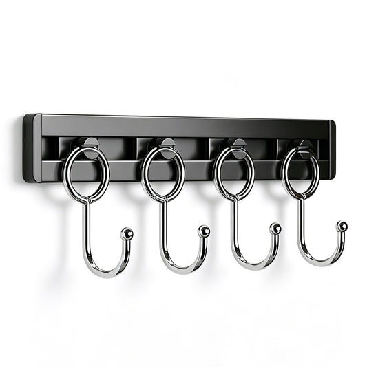 Stainless Steel Wall Mounted Kitchen Hooks Rack No Drill Utensil Organizer