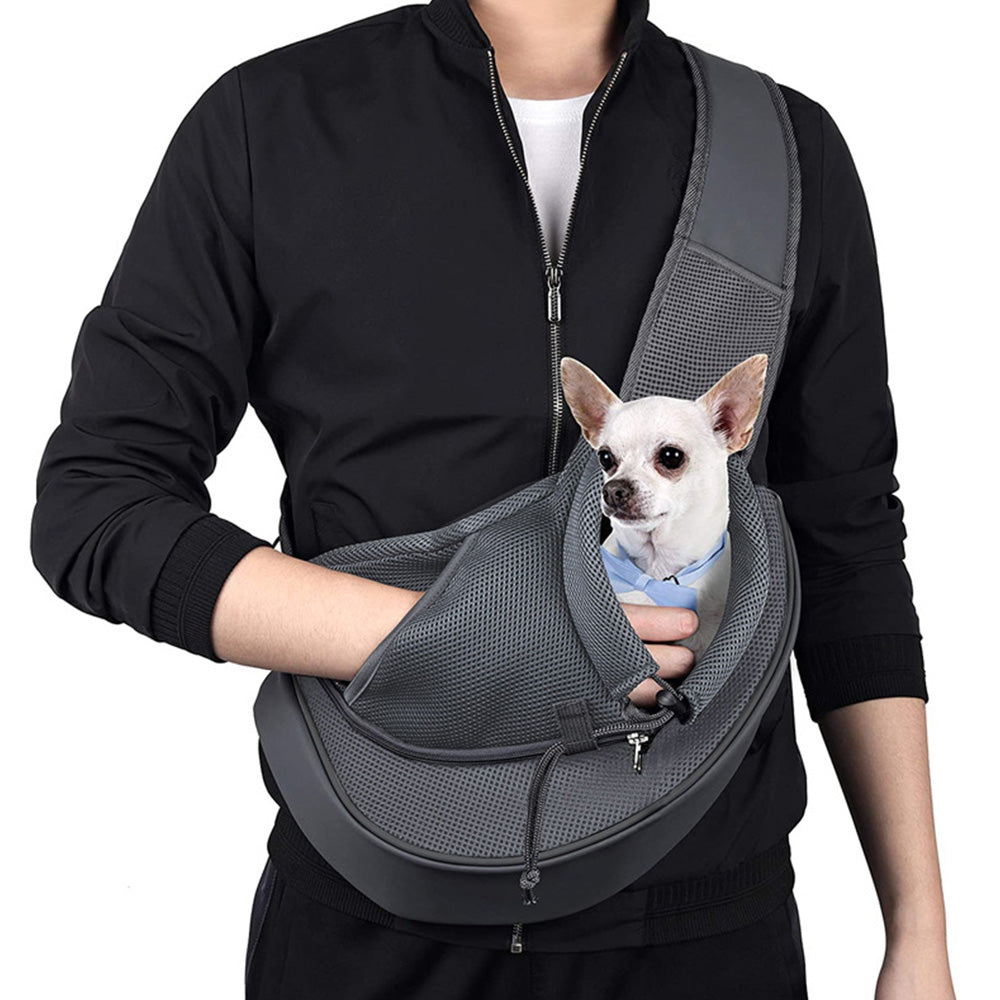 Pet Carrier Sling Mesh Backpack Travel Bag for Dogs & Cats Grey