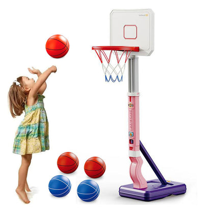 Kids Basketball Training Hoop Height Adjustable Basketball Hoop Set for Indoor  Outdoor Playing Pink