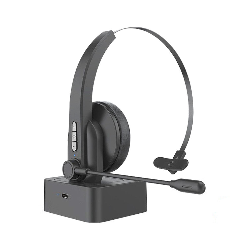 Bluetooth Single Ear Business Headset with Rotatable Microphone Wireless Calling Headset for Laptop Mobile Phone