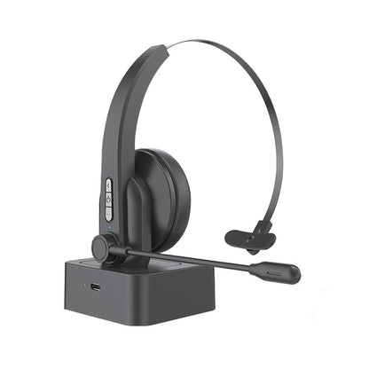 Bluetooth Single Ear Business Headset with Rotatable Microphone Wireless Calling Headset for Laptop Mobile Phone