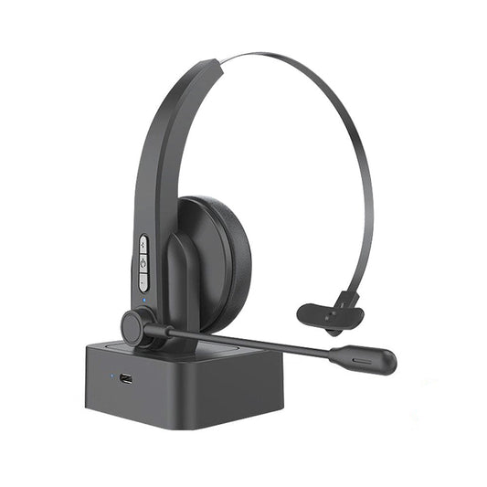 Bluetooth Single Ear Business Headset with Rotatable Microphone Wireless Calling Headset for Laptop Mobile Phone
