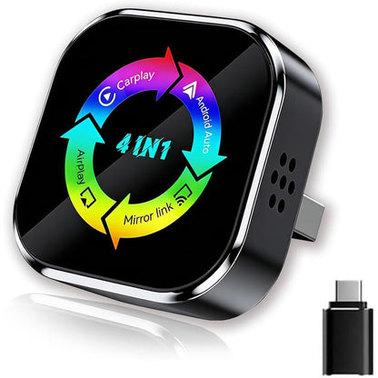 4 in 1 Wireless CarPlay Android Auto AirPlay MirrorLink Adapter - Mixed Color