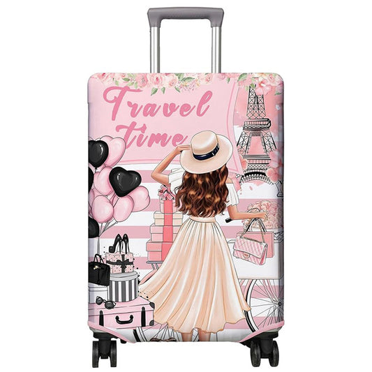 Stretch Luggage Cover for Suitcase Elastic Washable Suitcase Covers-Eiffel Tower Girl