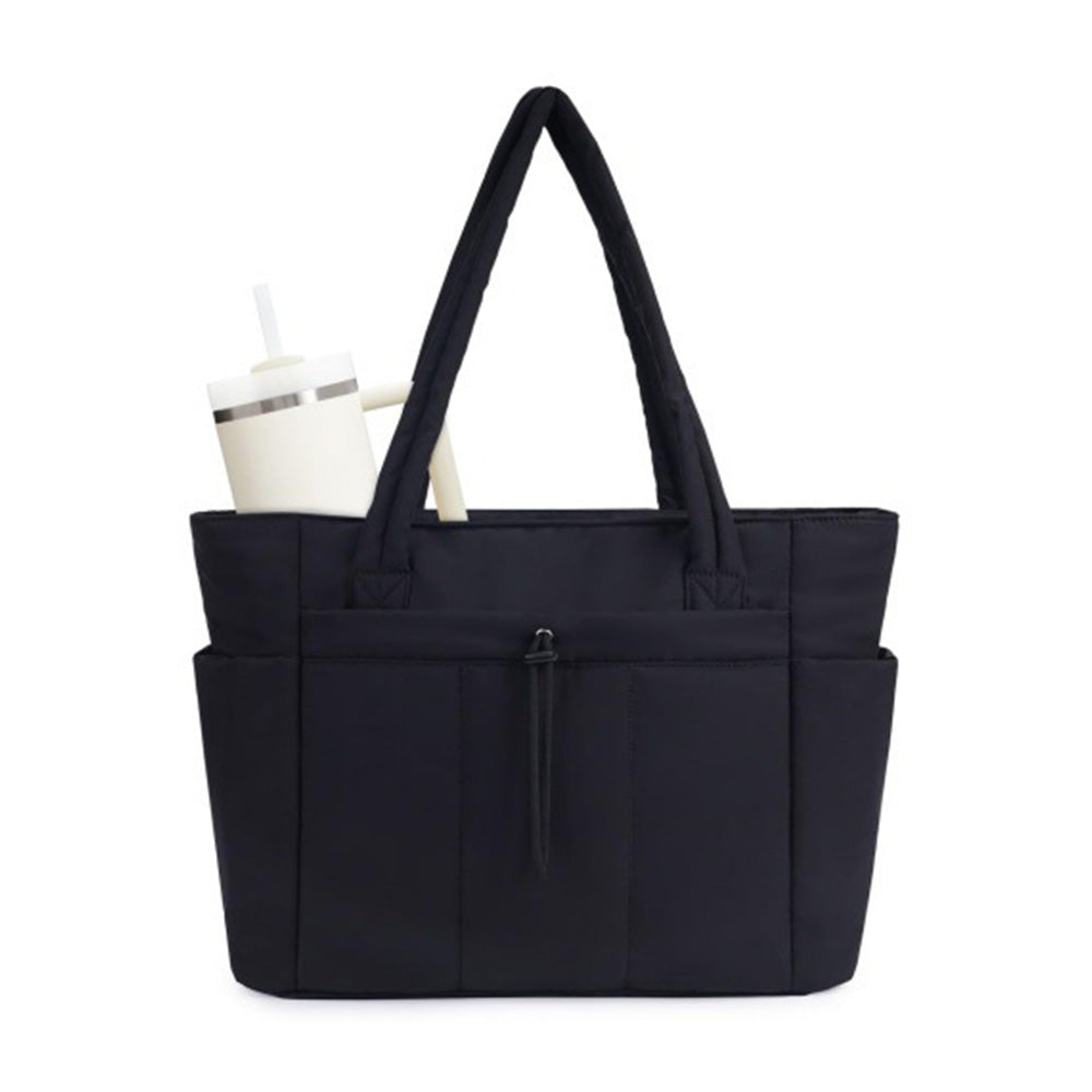 Women¡¯s Handheld Tote Bag ¨C With Cup Holder Compartment and Luggage Sleeve for Travel & Work Black