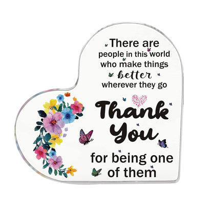 Appreciation Gift Acrylic Heart Shaped Keepsake Desktop Decor for Graduation Thanksgiving