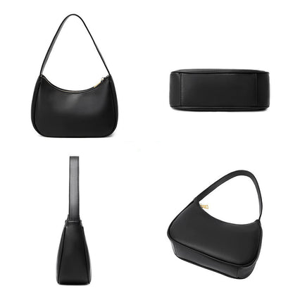 Women Shoulder Bag Elegant Feminine Mini Handbags with Zipper Closure Black