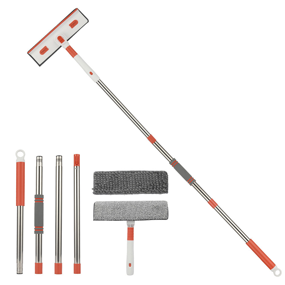 4-in-1 Rotatable Window Cleaning Kit with Extension Pole & Bendable Head