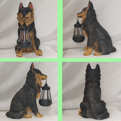 Solar Garden Lights Outdoor Dog Statue Solar Night Light -Black