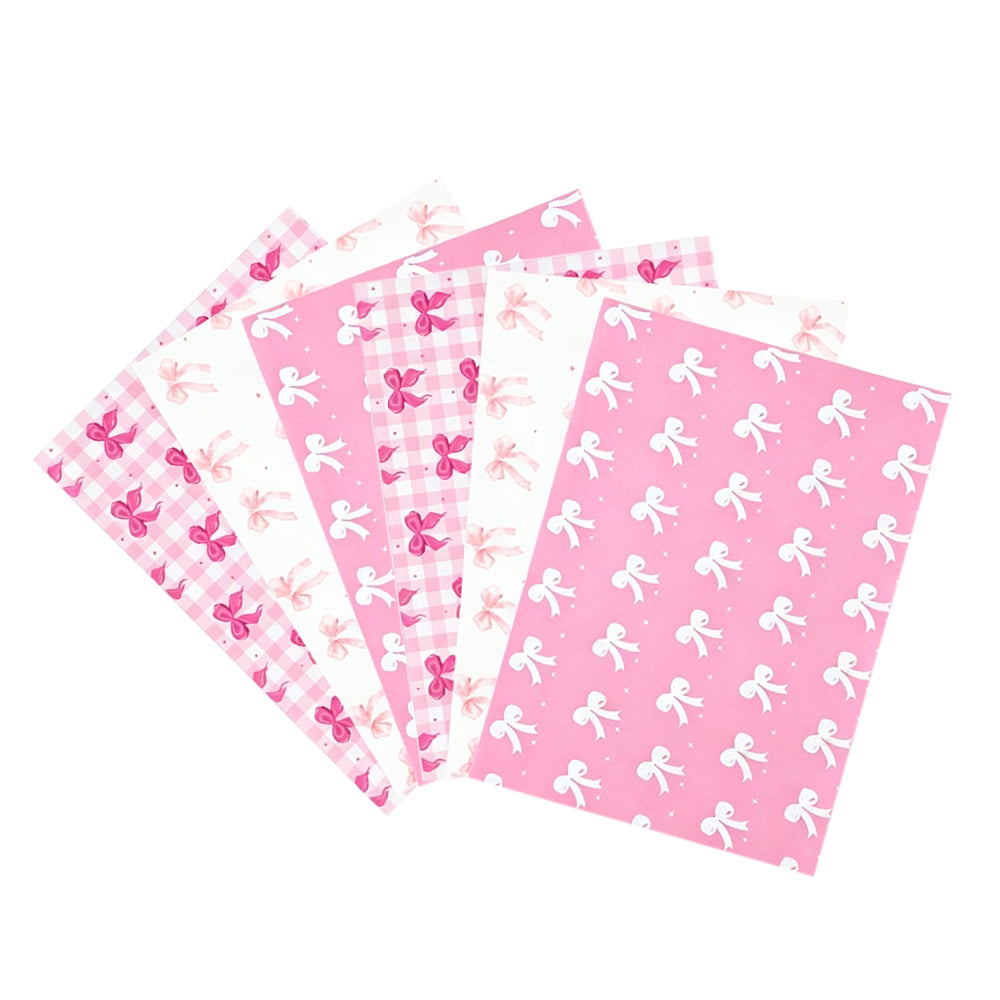 6 Sheet 70x50cm Coquette Bow Pattern Gift Wrapping Paper Set