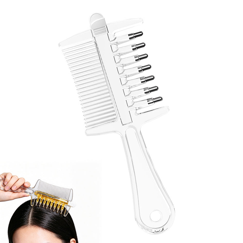 2 in 1 Liquid Guide Comb Oil Comb with Flow Control and Scalp Massage Comb - Clear