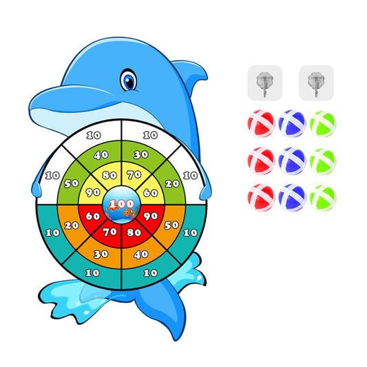 Dolphin Dart Board with 12 Sticky Balls for Kids Indoor Outdoor Party Games Toys