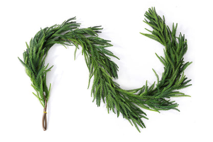 Christmas Norfolk Pine Garland Rattan Greenery Garland for Home Fireplace Decor
