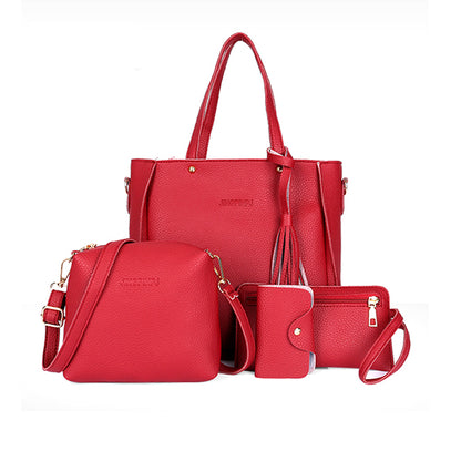 Four-Piece Women's Bag Set-Red